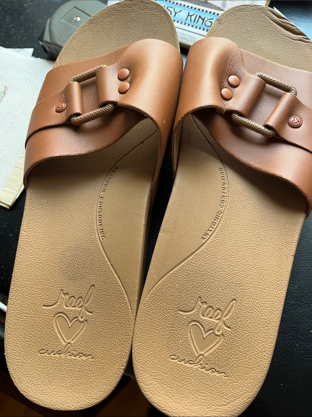 Reef Cushion Soho Cruz Sandals Women's Natural Brown Comfort Slip-On Casual S 10
